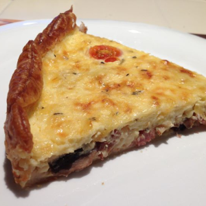 Veal bacon and gruyere tart
