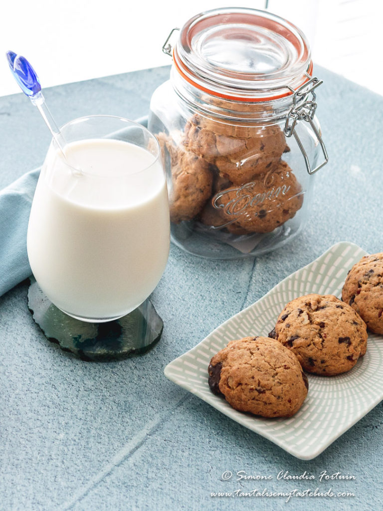 Chocolate Chunk Pecan Cookies with milk