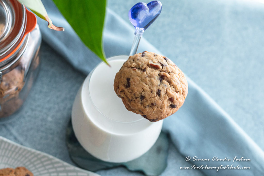 Chocolate Chunk Pecan Cookie and milk
