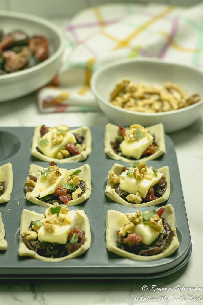 Caramelised onion, fig and brie tart