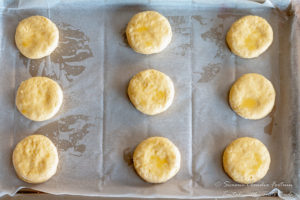 Fluffy perfect buttermilk scones on sheet pan