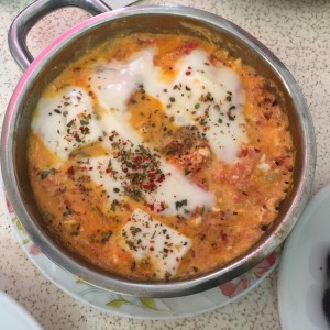 Turkish scrambled eggs with cheese