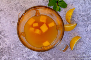 Mango Orange Aguas Frescas ingredients in blender