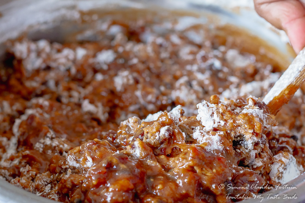 Mixing the Old Fashioned Spiced Boiled Fruit Cake