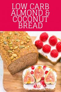 Almond coconut bread with labneh, figs and raspberries