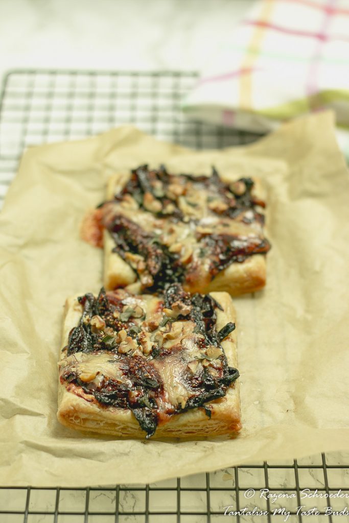 Caramelised onion, fig and brie tart