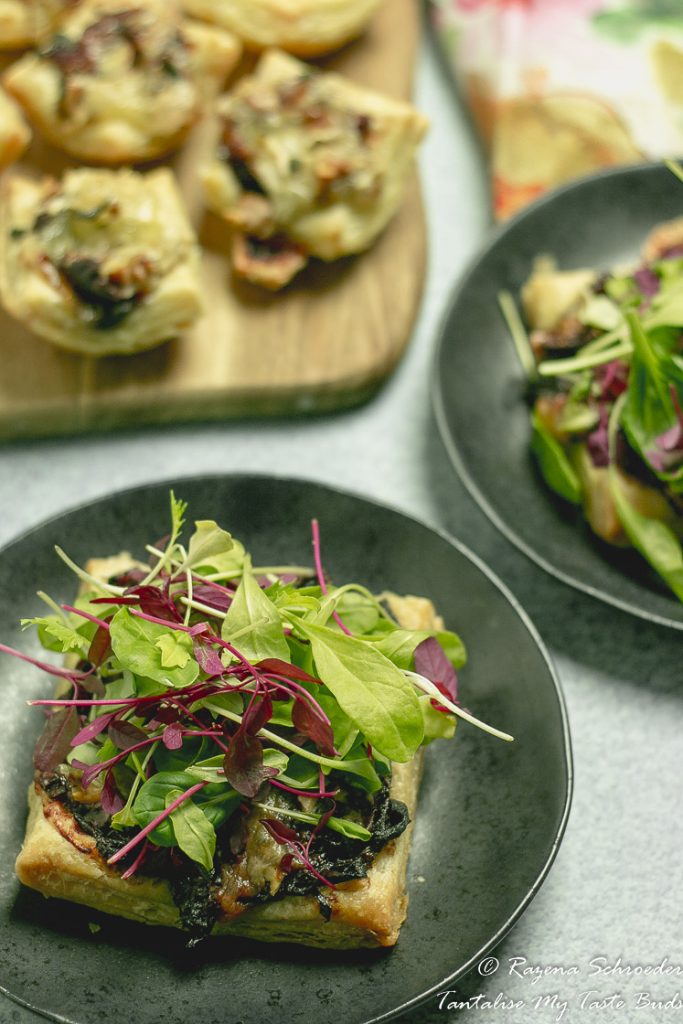 Caramelised onion, fig and brie tart