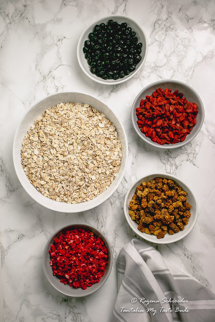 Oats and dried berries for muesli