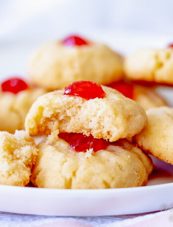 Butter Coconut Biscuits with cherries