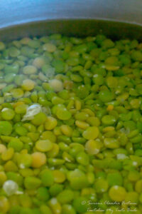Split peas soaking in water
