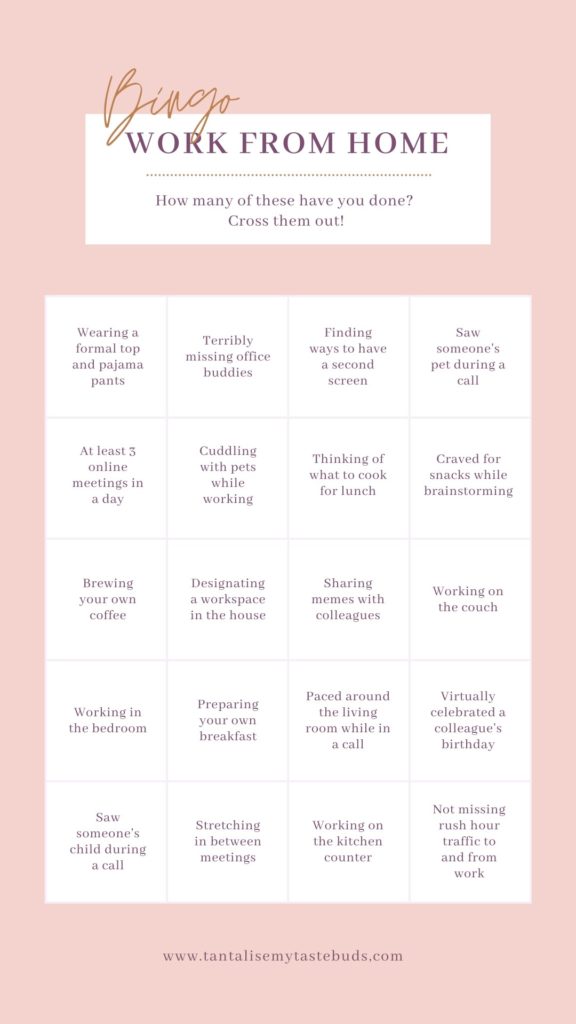Work from Home Bingo Quiz - how many have you done