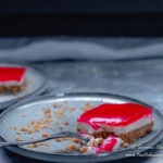 No Bake Strawberry Jelly Cheesecake Slice