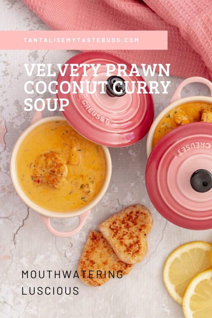 Velvety Prawn Coconut Curry soup pin1