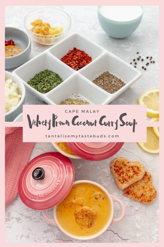 Velvety Prawn Coconut Curry soup pin2