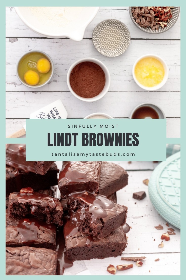Sinfully Moist Lindt Brownies with Nutella sauce pin1