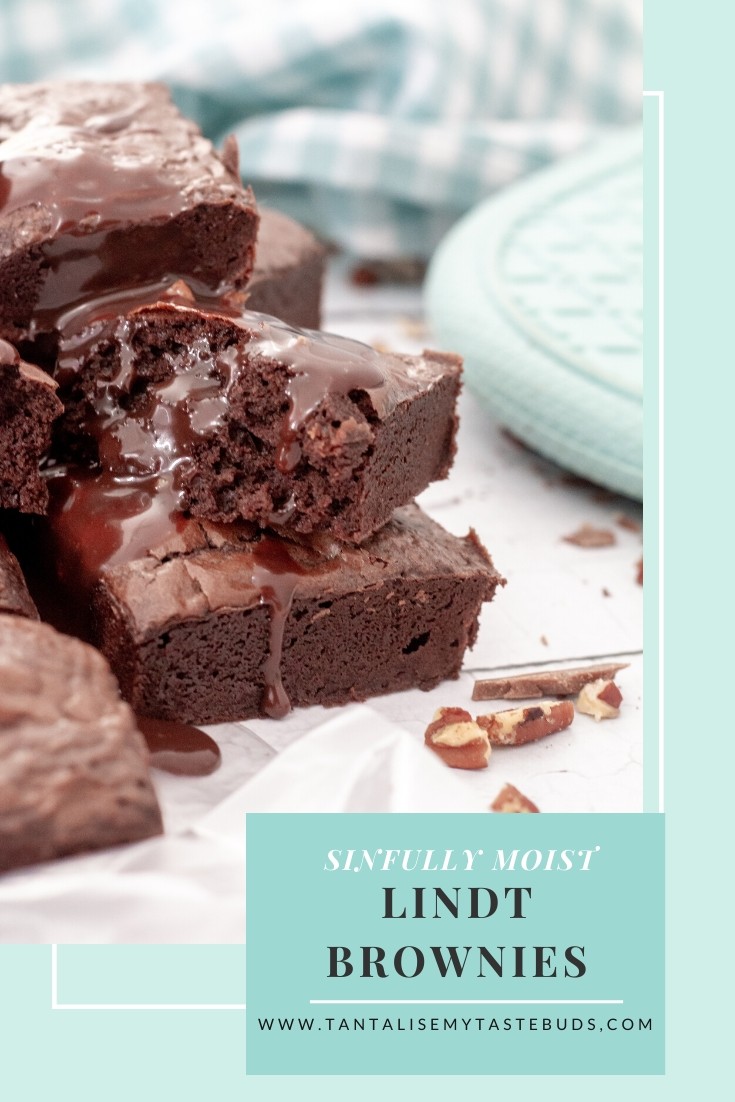 Sinfully Moist Lindt Brownies with Nutella sauce pin2