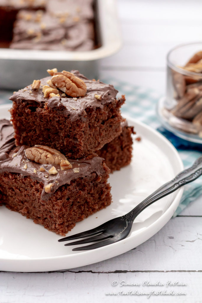 Moist chocolate slab cake squares