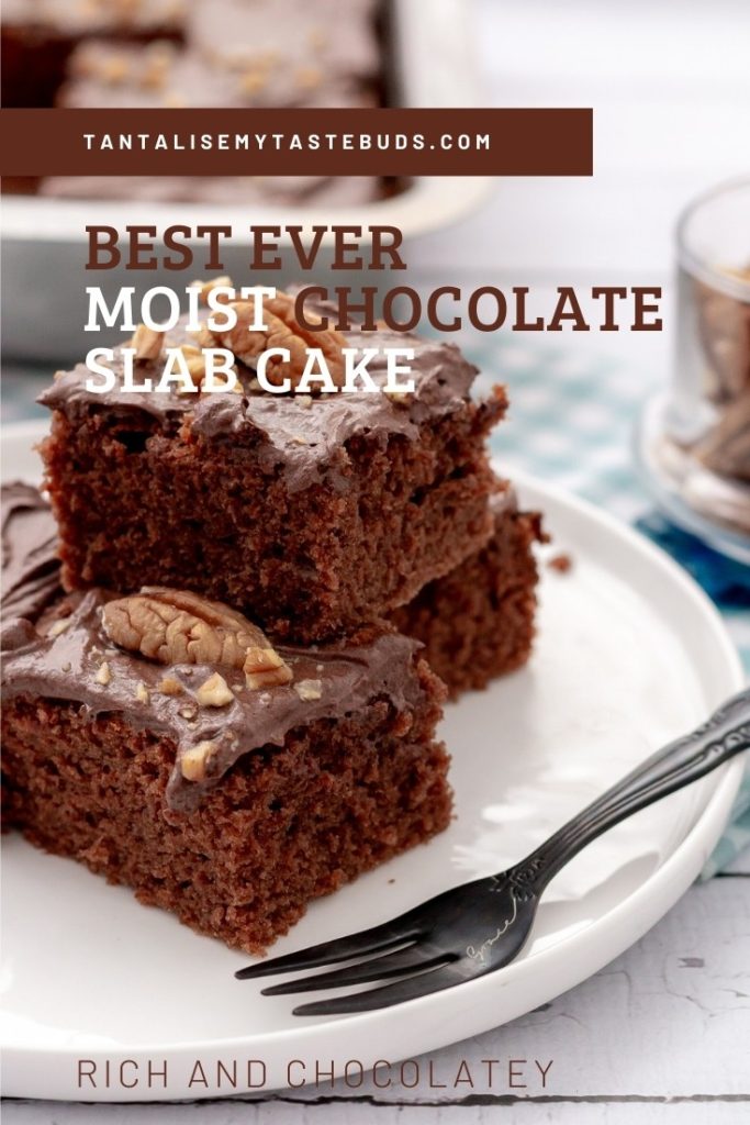 Chocolate Slab Cake squares pin2