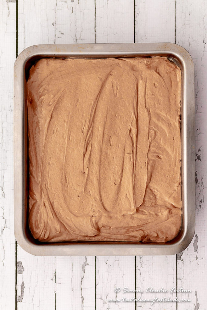 Moist chocolate slab cake ready to bake