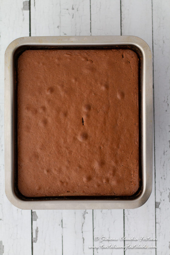 Moist chocolate slab cake from the oven