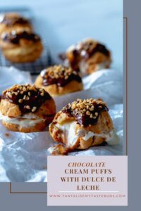 Chocolate cream puffs (choux à la crème) pin