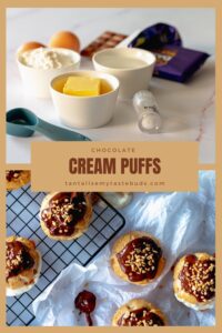 Chocolate cream puffs (choux à la crème) pin