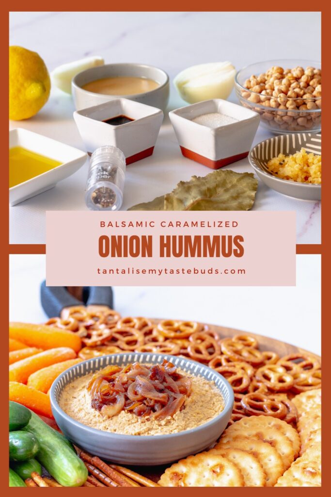Balsamic Caramelized Onion Hummus recipe pin 2